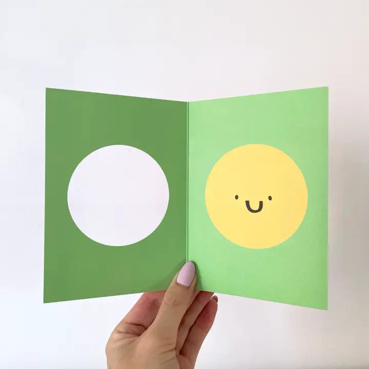 Happy Face Cute Cut Out Card - open by penny black