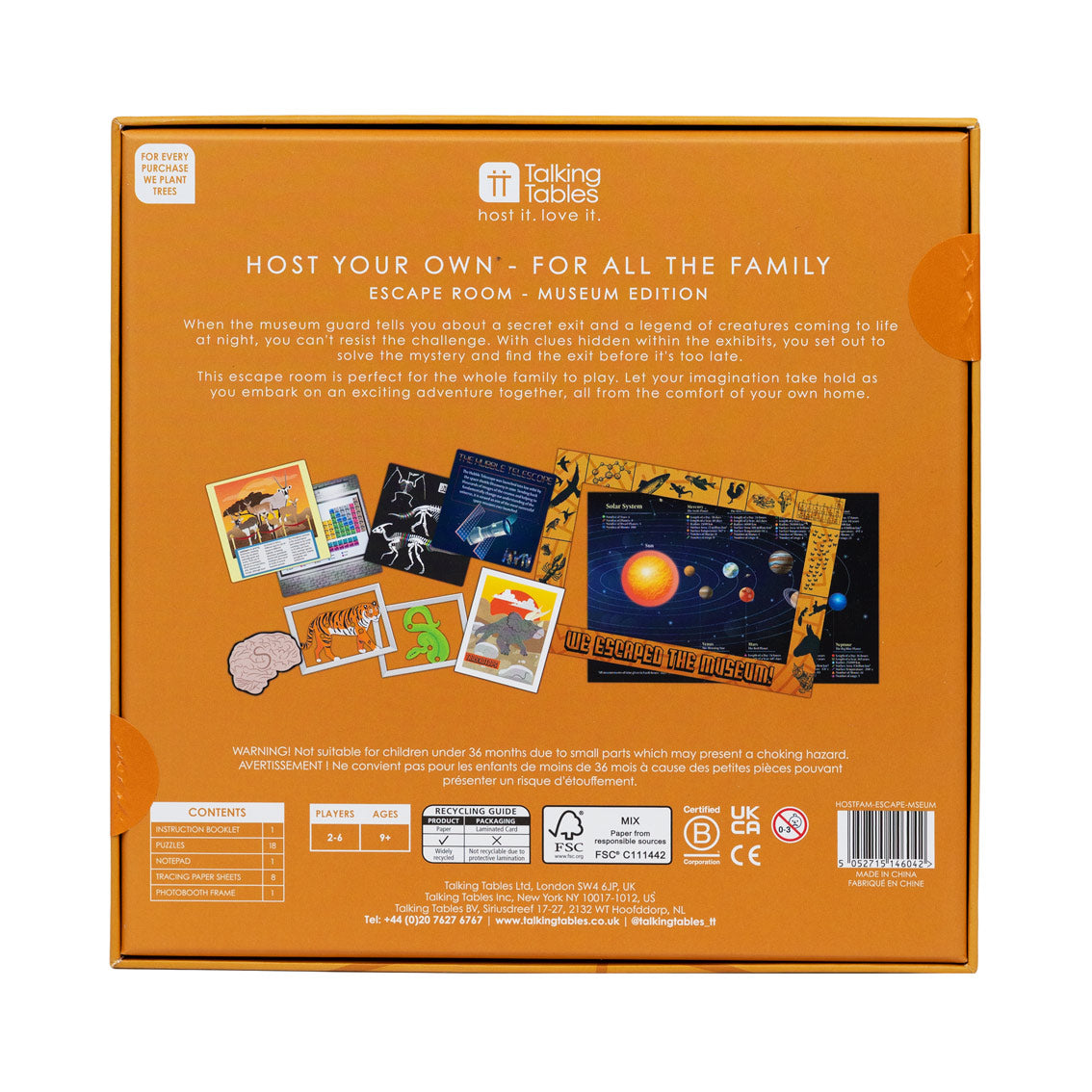 An image of the back of the Escape Room Museum edition box.