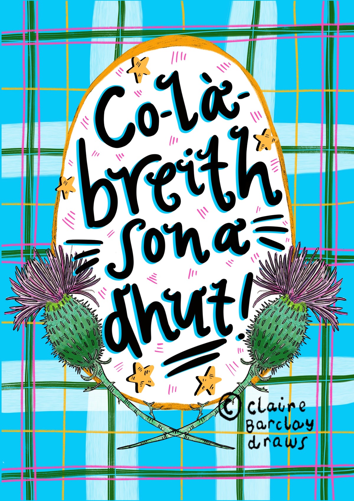 Co-La-Breith Sona Dhut Blue Scots Gaelic Birthday Card