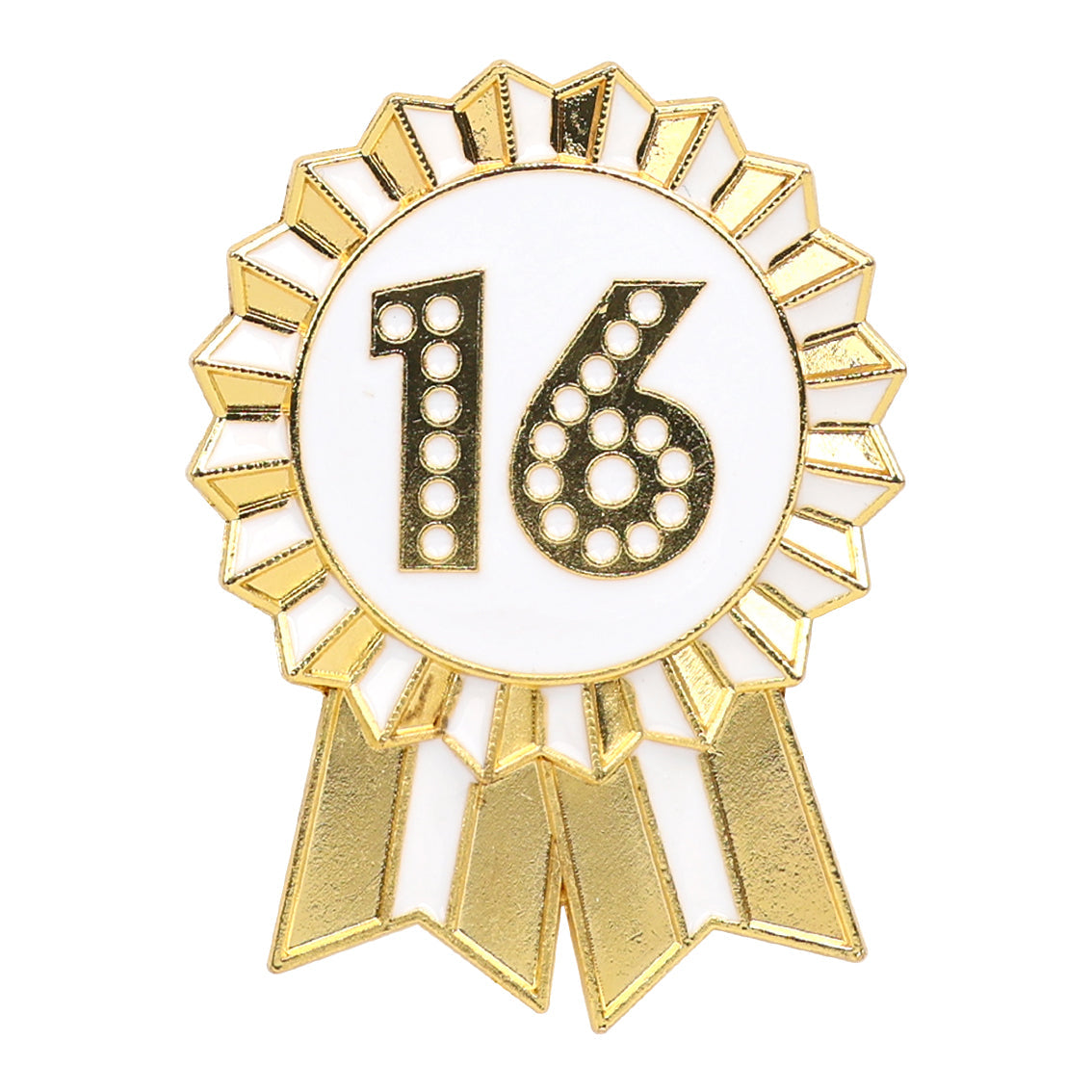 Gold Enamel Milestone Birthday Pin Badge 16 years old