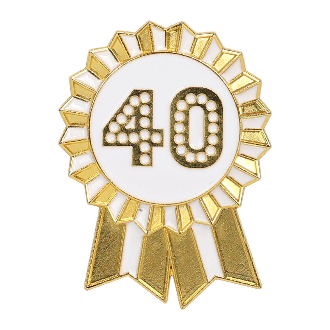 Gold Enamel Milestone Birthday Pin Badge 40 years old
