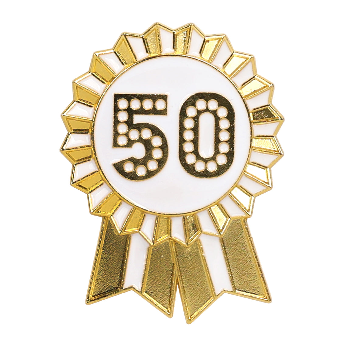 Gold Enamel Milestone Birthday Pin Badge 50 years old