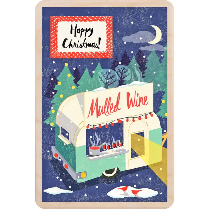 Mulled Wine Truck Wooden Christmas Postcard by penny black