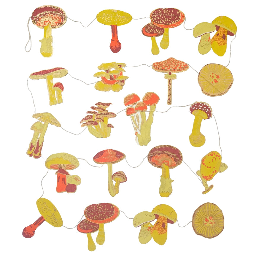 Funghi Mushroom Screen Printed Paper Garland by east end press at penny black
