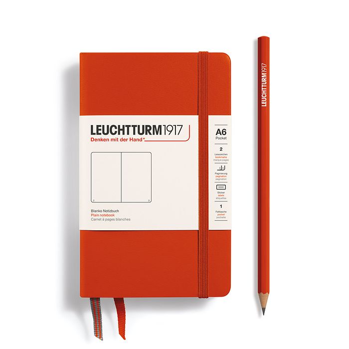Leuchtturm1917 Notebook A6 Pocket Hardcover in fox red and plain ruling from penny black