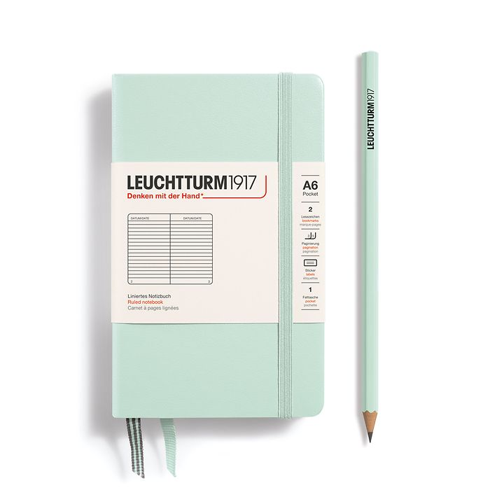 Leuchtturm1917 Notebook A6 Pocket Hardcover in mint green and lined ruling from penny black