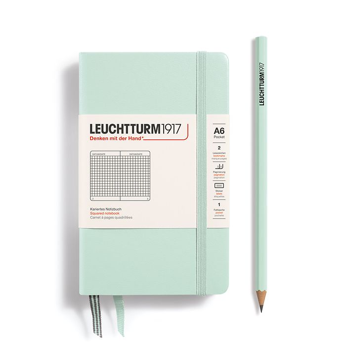 Leuchtturm1917 Notebook A6 Pocket Hardcover in mint green and squared ruling from penny black