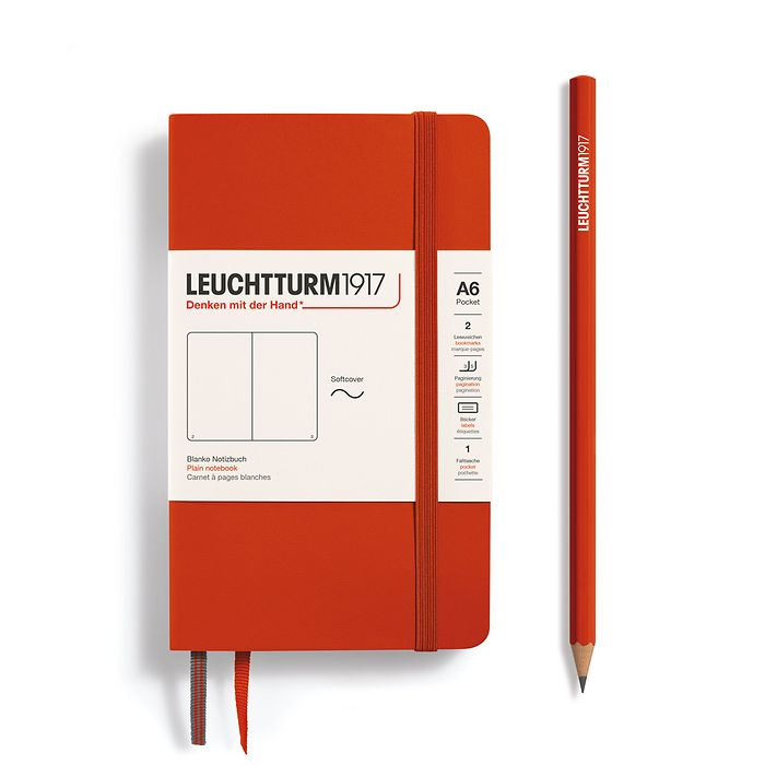 LEUCHTTURM1917 Notebook A6 Pocket Softcover in fox red and blank inside at Penny Black
