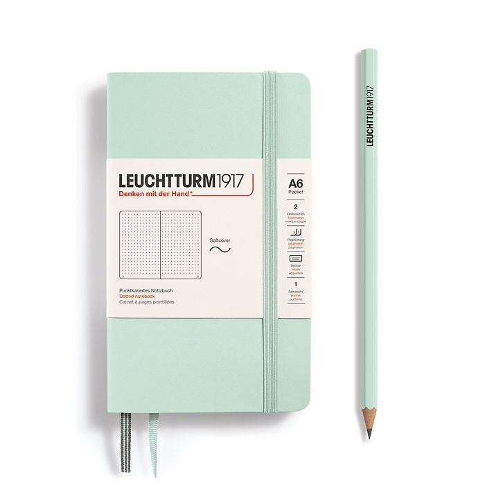 LEUCHTTURM1917 Notebook A6 Pocket Softcover in mint green and dotted inside at Penny Black
