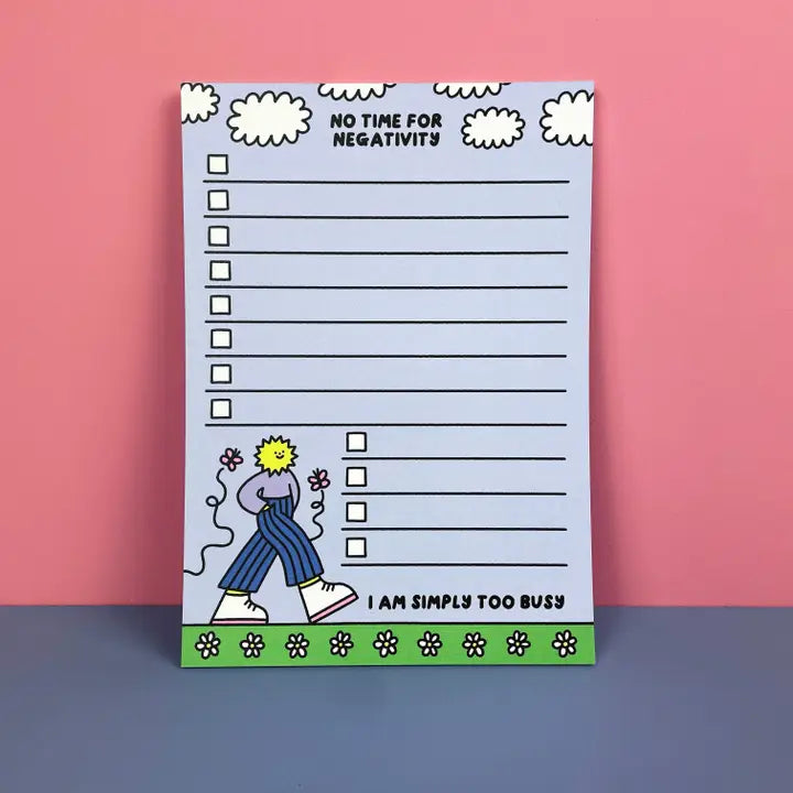 No TIme For Negativity To Do List A5 Notepad by Rumble Cards at Penny Black