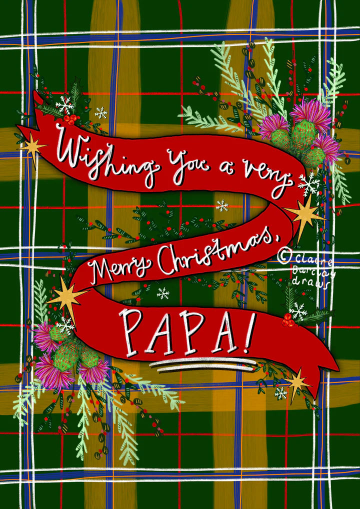 Very Merry Christmas Papa Scottish Card by penny black