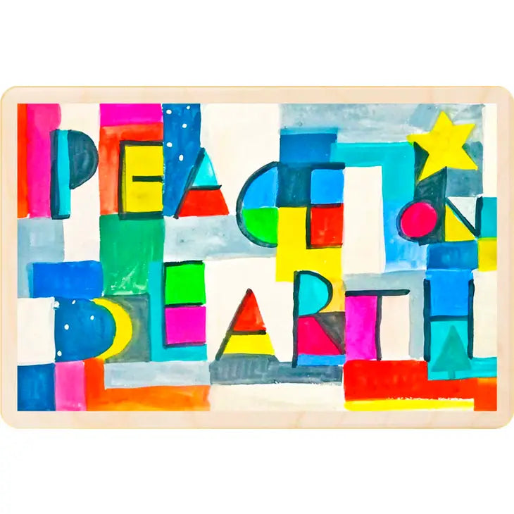 Peace on Earth Painting Wooden Christmas Postcard by penny black