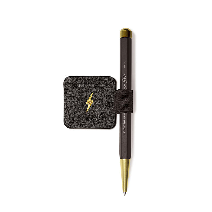 LEUCHTTURM1917 Pen Loop - Bullet Journal Edition black with gold lightning bolt and matching drehgriffel pen by penny black