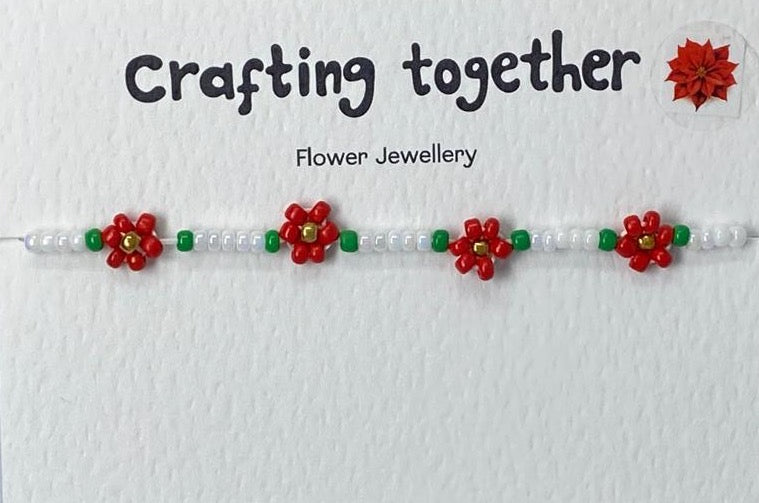 Poinsettia Christmas Flower Seed Bead Bracelet by crafting together at penny black