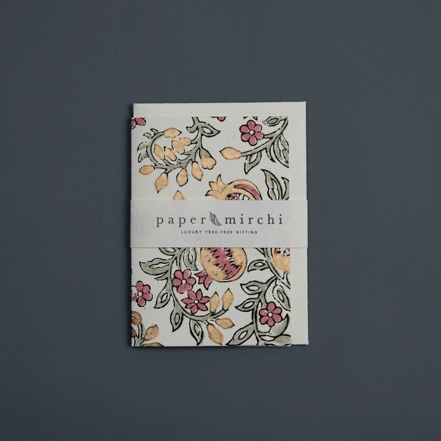 Pomegranate Pink Earth Hand Block Printed Cotton Card By Penny Black