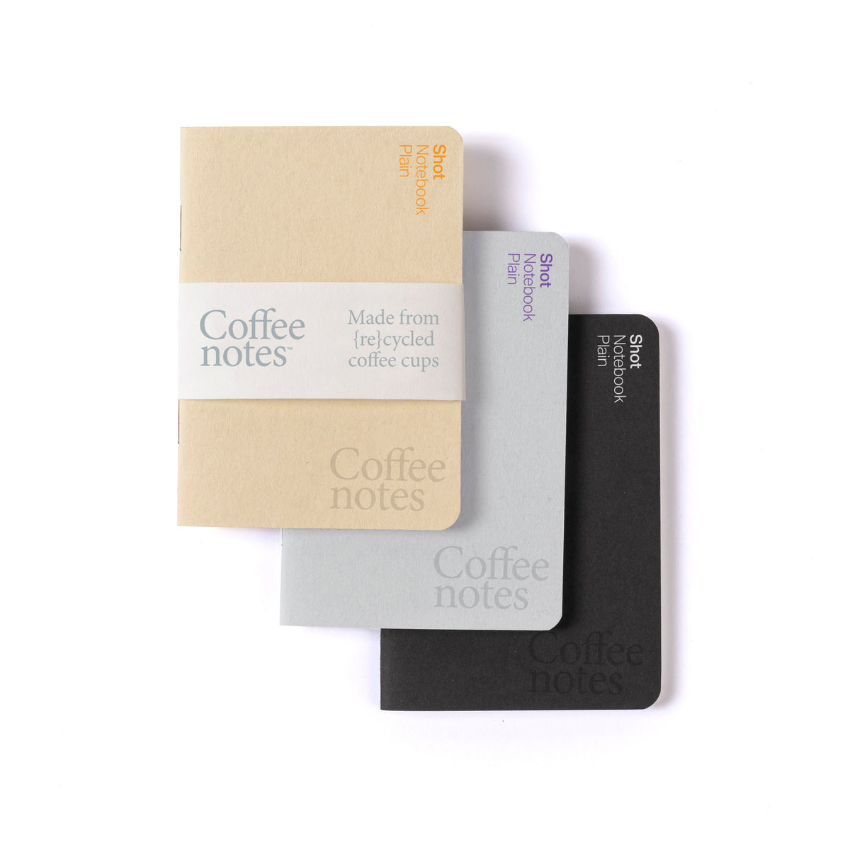 Coffeenotes Shot A7 Sustainable Recycled Notebooks 3pk - shot pure neutral selection by penny black