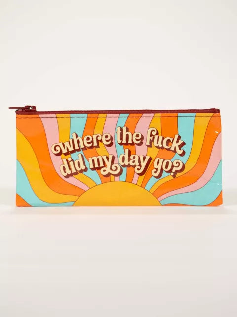 Where The Fuck Did My Day Go Blue Q Pencil Case by penny black