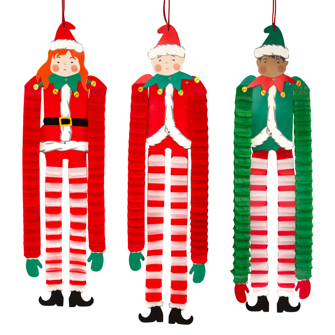 Santa&#39;s Elves Hanging Decorations - 3 Pack - penny black