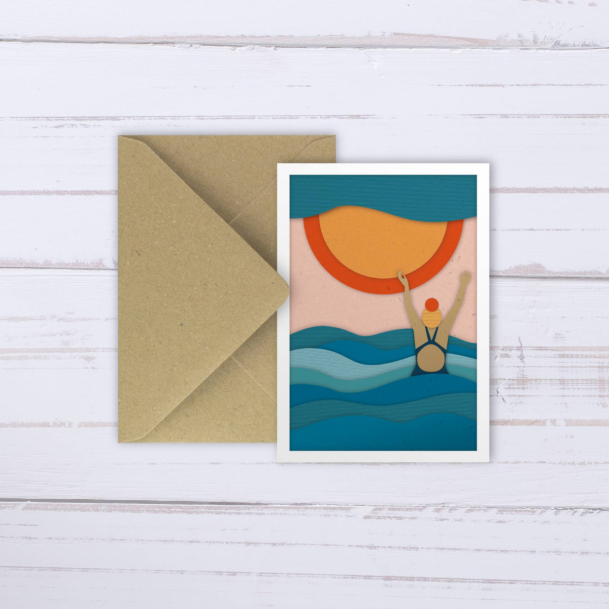Sea &amp; Wave Collage Wild Swimming Card by penny black