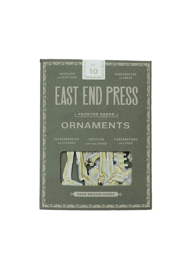 Dancing Skeleton Screen Printed Paper Ornaments by east end press at penny black