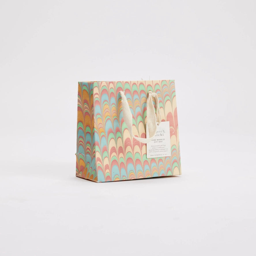 Bouquet Scallops Mint Rose Hand Marbled Small Gift Bag By Penny Black