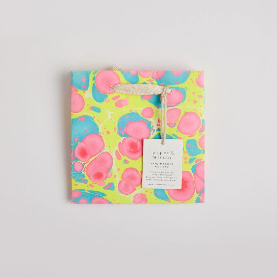Stone Neon Hand Marbled Small Gift Bag By Penny Black