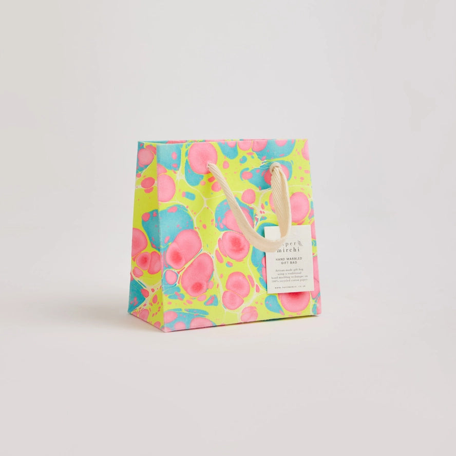 Stone Neon Hand Marbled Small Gift Bag By Penny Black