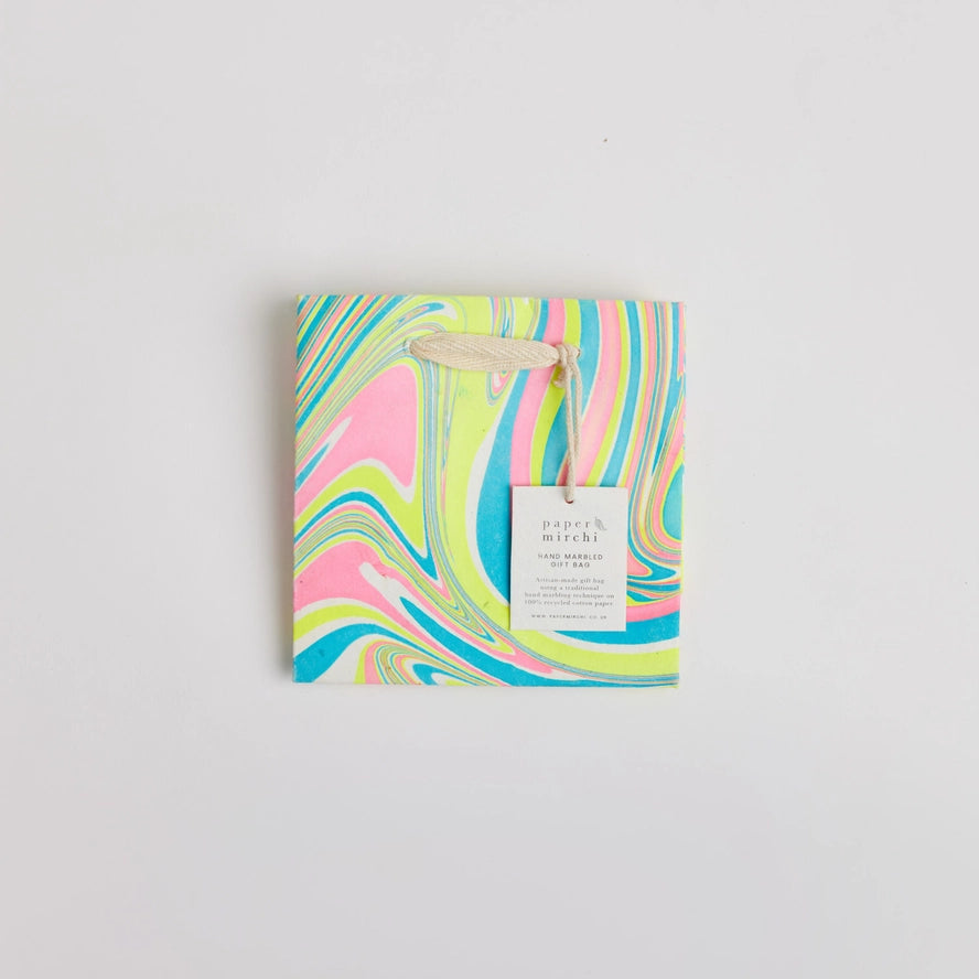 Waves Neon Hand Marbled Small Gift Bag By Penny Black