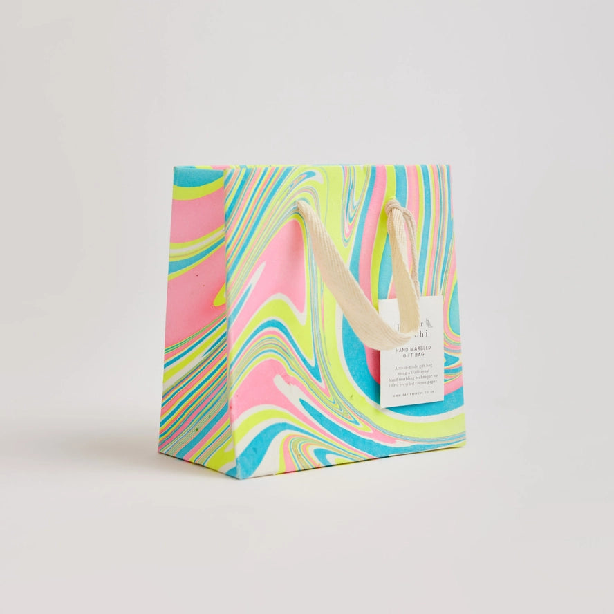 Waves Neon Hand Marbled Small Gift Bag By Penny Black