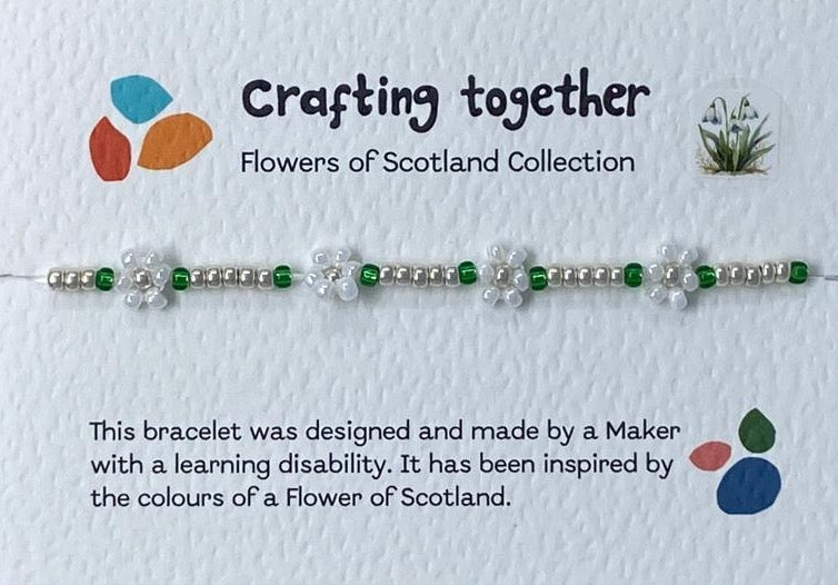 Snowdrop Flowers of Scotland Seed Bead Bracelet by crafting together at penny black