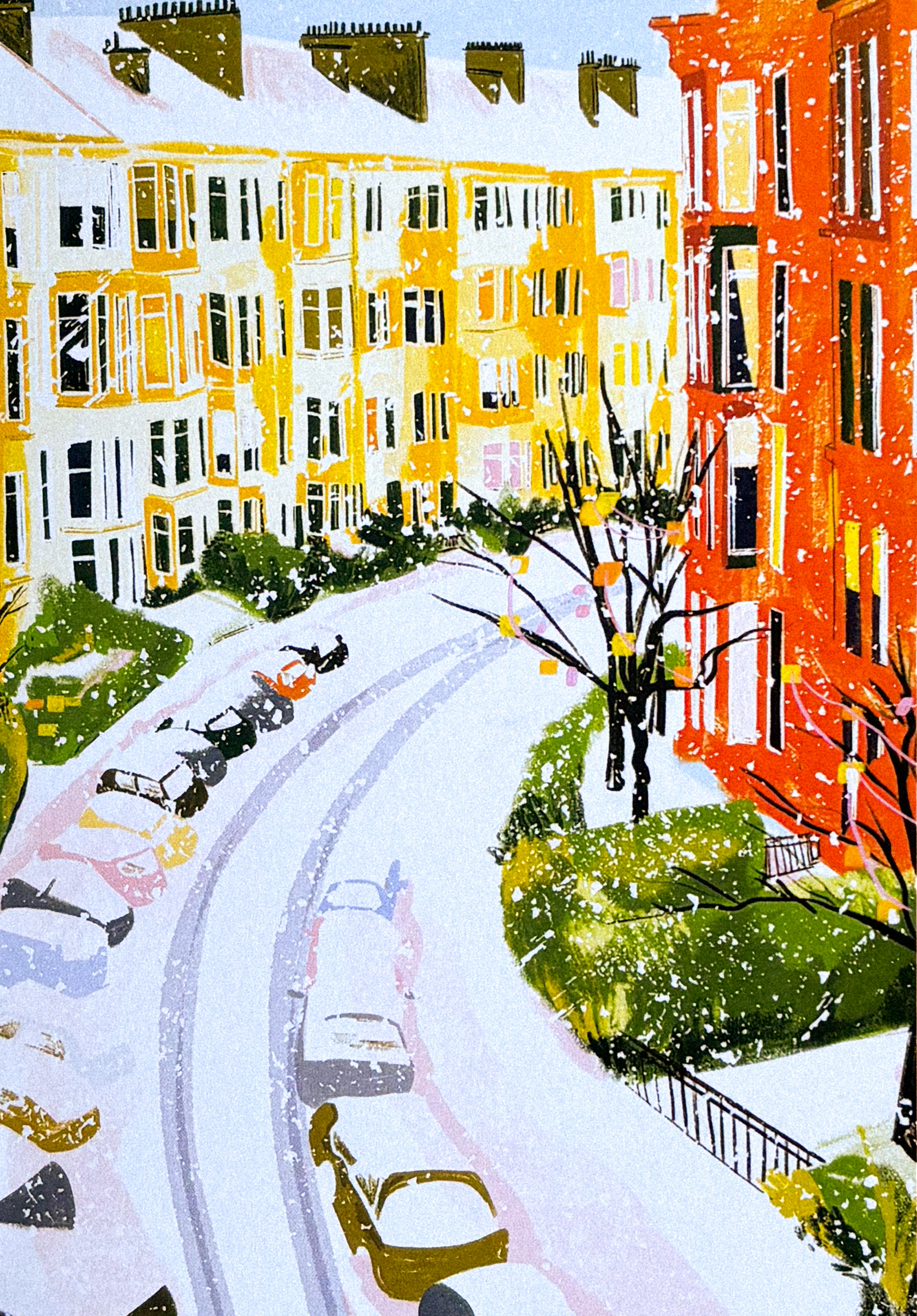 Snowy Scottish Tenements Christmas Card by penny black