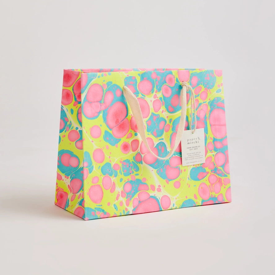Stone Neon Hand Marbled Medium Gift Bag By Penny Black