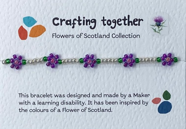 Thistle Flower Seed Bead Bracelet by crafting together at penny black