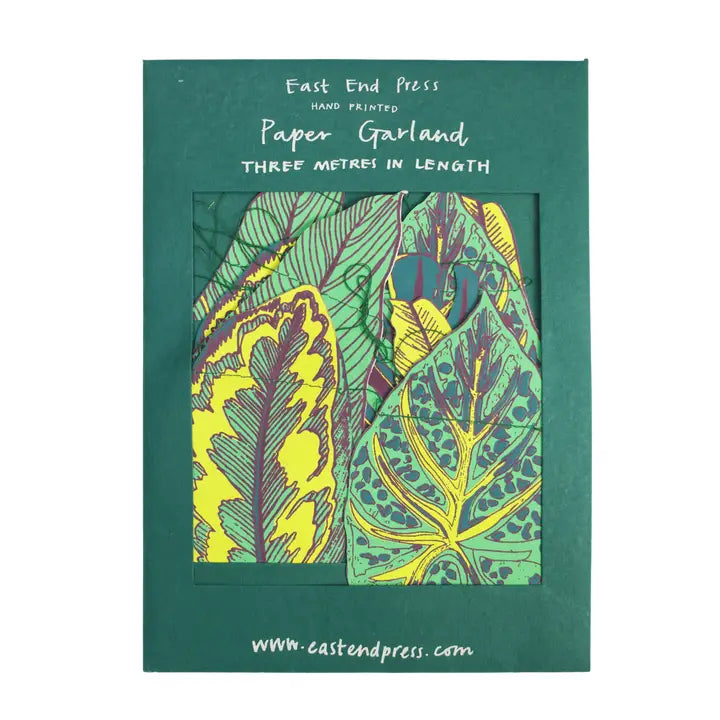 Tropical Leaves Paper Garland in packaging by penny black
