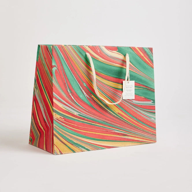 Festive Striations Hand Marbled Large Christmas Gift Bag by penny black