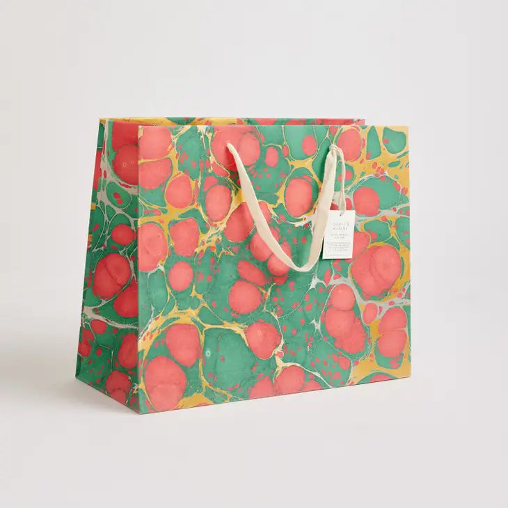 Stone Festive Hand Marbled Medium Christmas Gift Bag by penny black