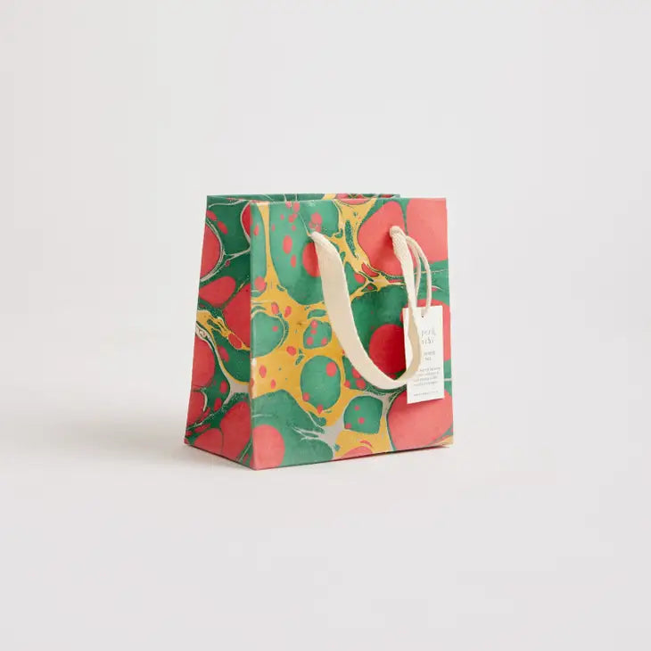 Stone Festive Hand Marbled Small Christmas Gift Bag by penny black