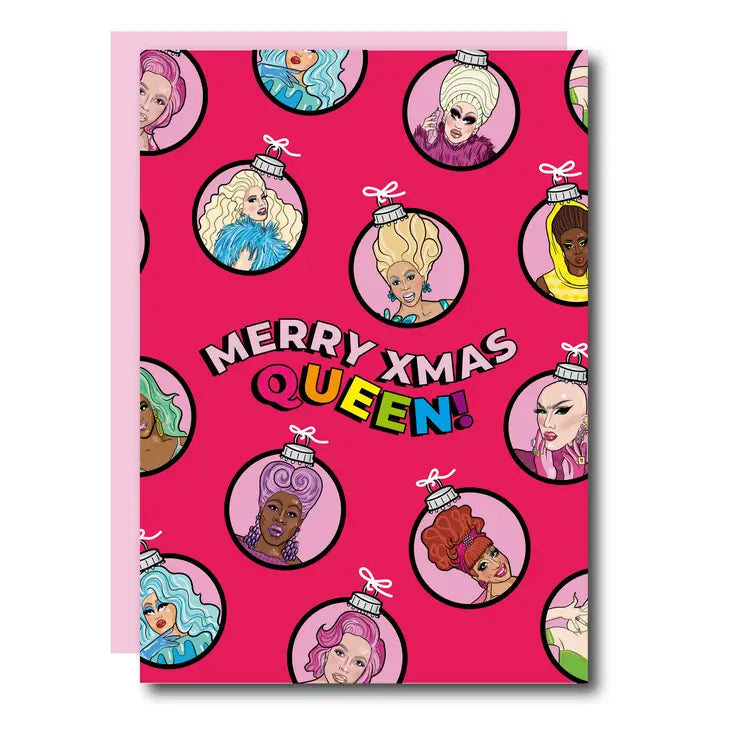 Merry Xmas Queen Drag Queen Christmas Card by penny black