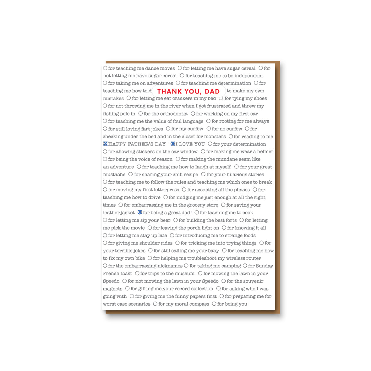 Thank You Dad Checkbox Mini Father&#39;s Day Card