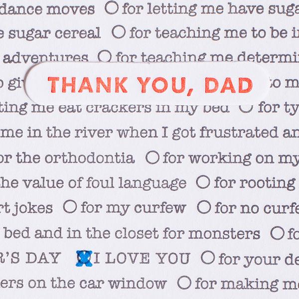 Thank You Dad Checkbox Mini Father&#39;s Day Card