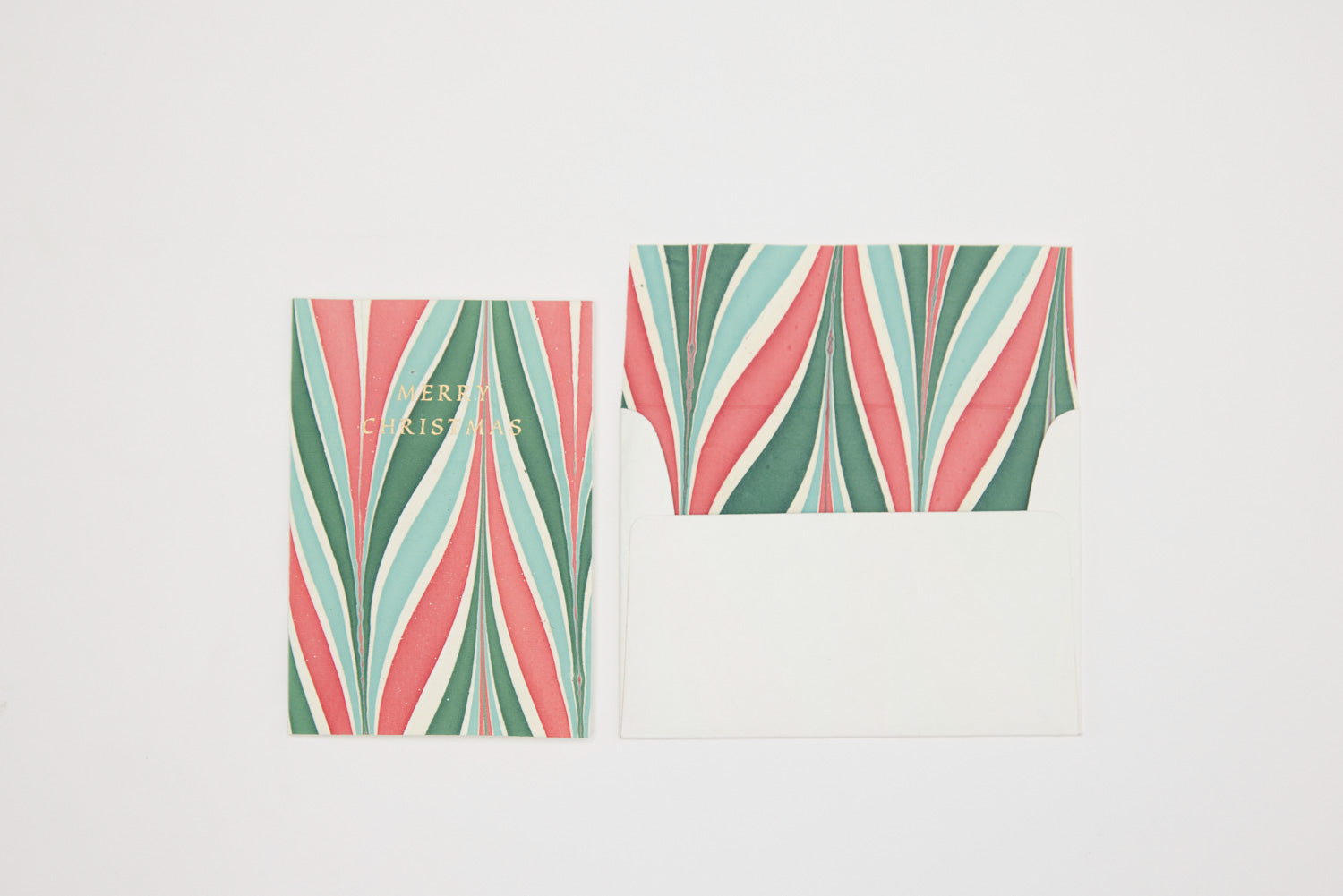 Festive Candy Stripe Hand Marbled Christmas Card with envelope by penny black