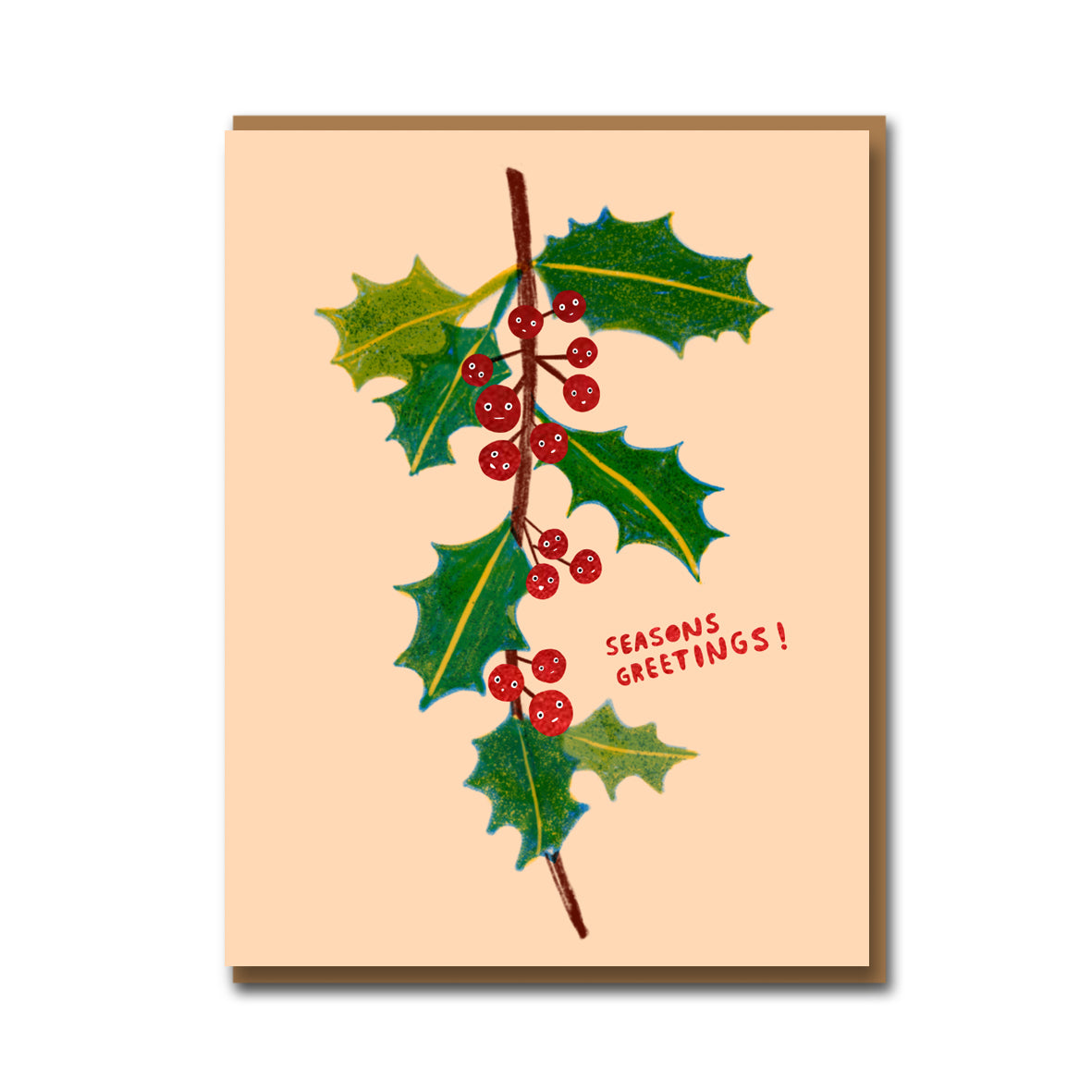 Holly Faces Christmas Card