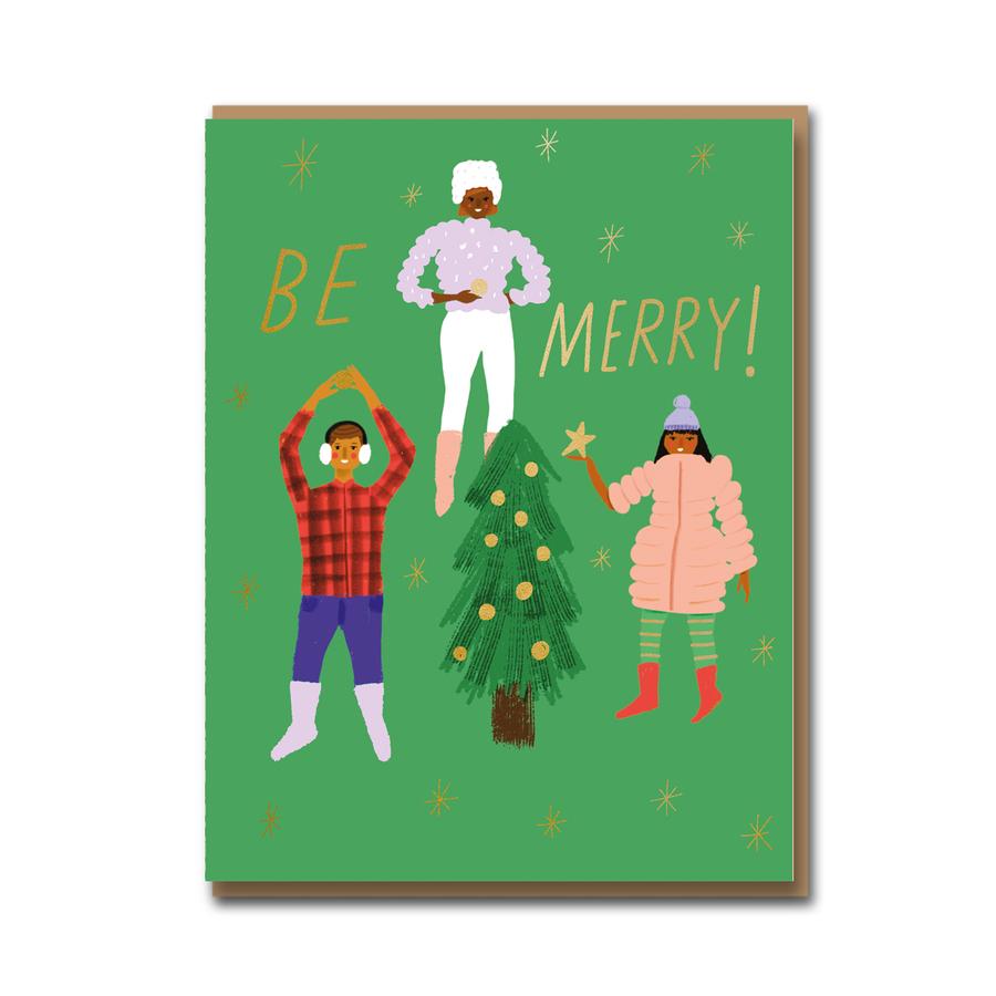 Be Merry Tree and Friends Christmas Card