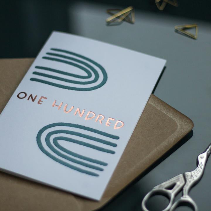 Gold Foil 100th Letterpress Birthday Card - Penny Black