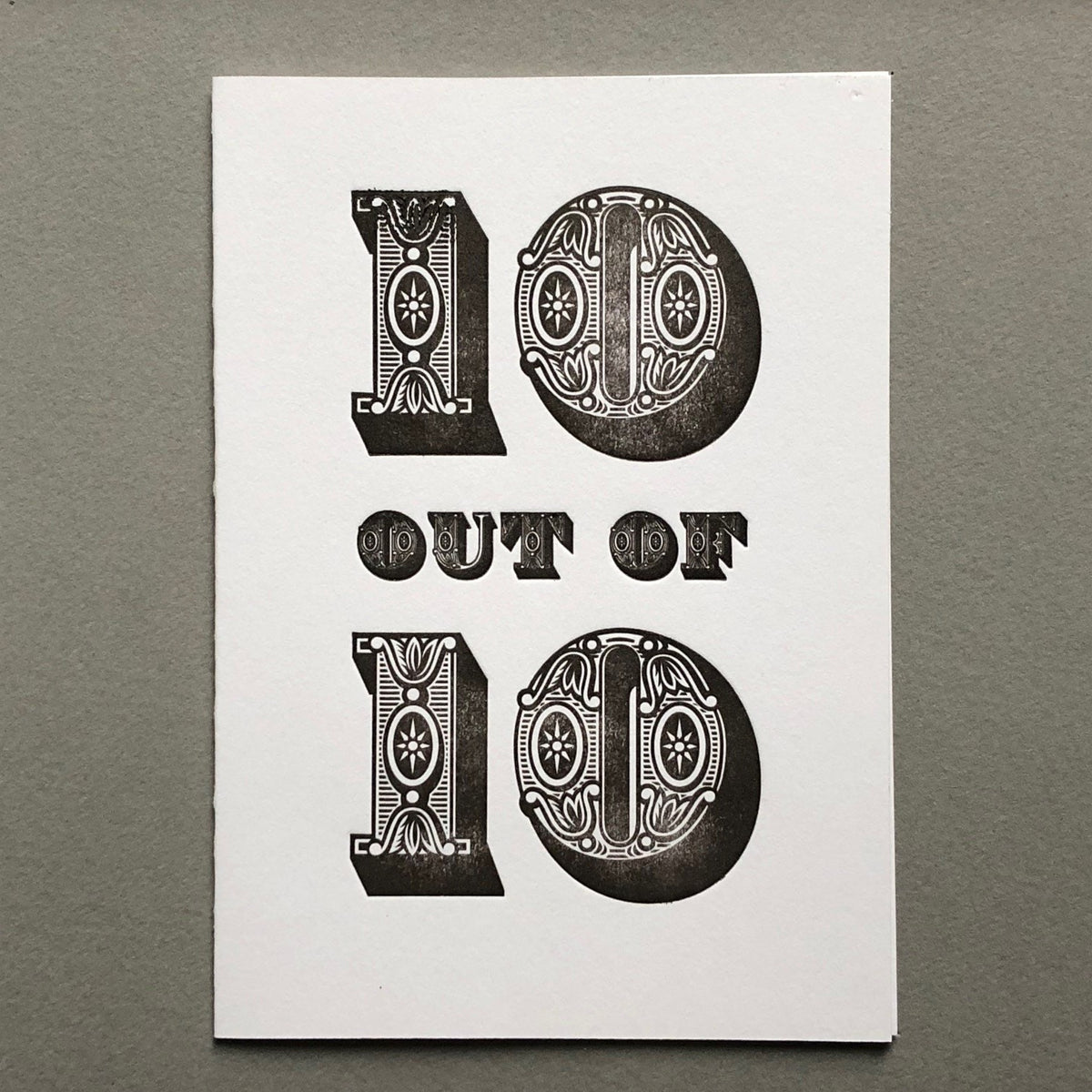 10 Out Of 10 Vintage Letterpress Valentine Card
