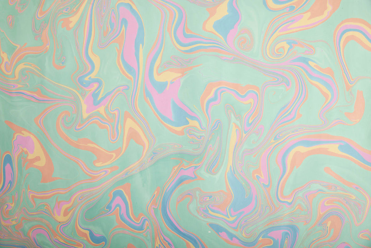 Pastel Punch Hand Marbled Wrapping Paper Sheet