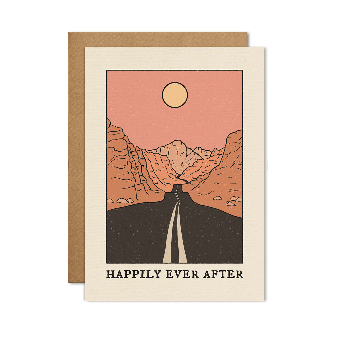 Happily Ever After Mountain Sun Wedding Card