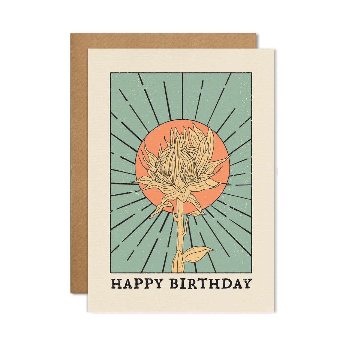 Vintage Floral Sun Birthday Card