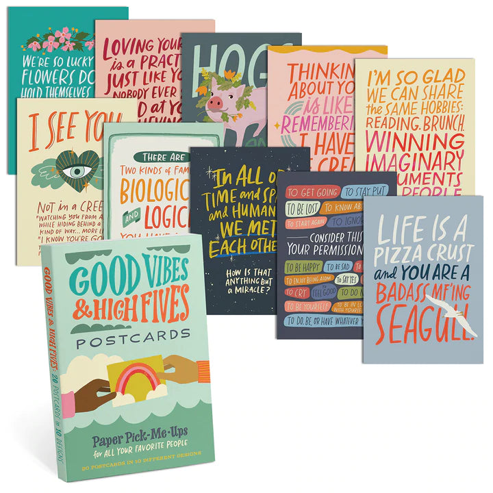 Em &amp; Friends Good Vibes &amp; High Fives Postcard Book