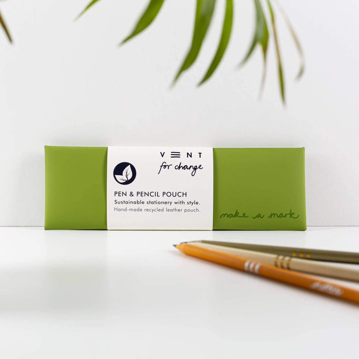 Make a Mark Recycled Pen &amp; Pencil Pouch in earthy green at penny black